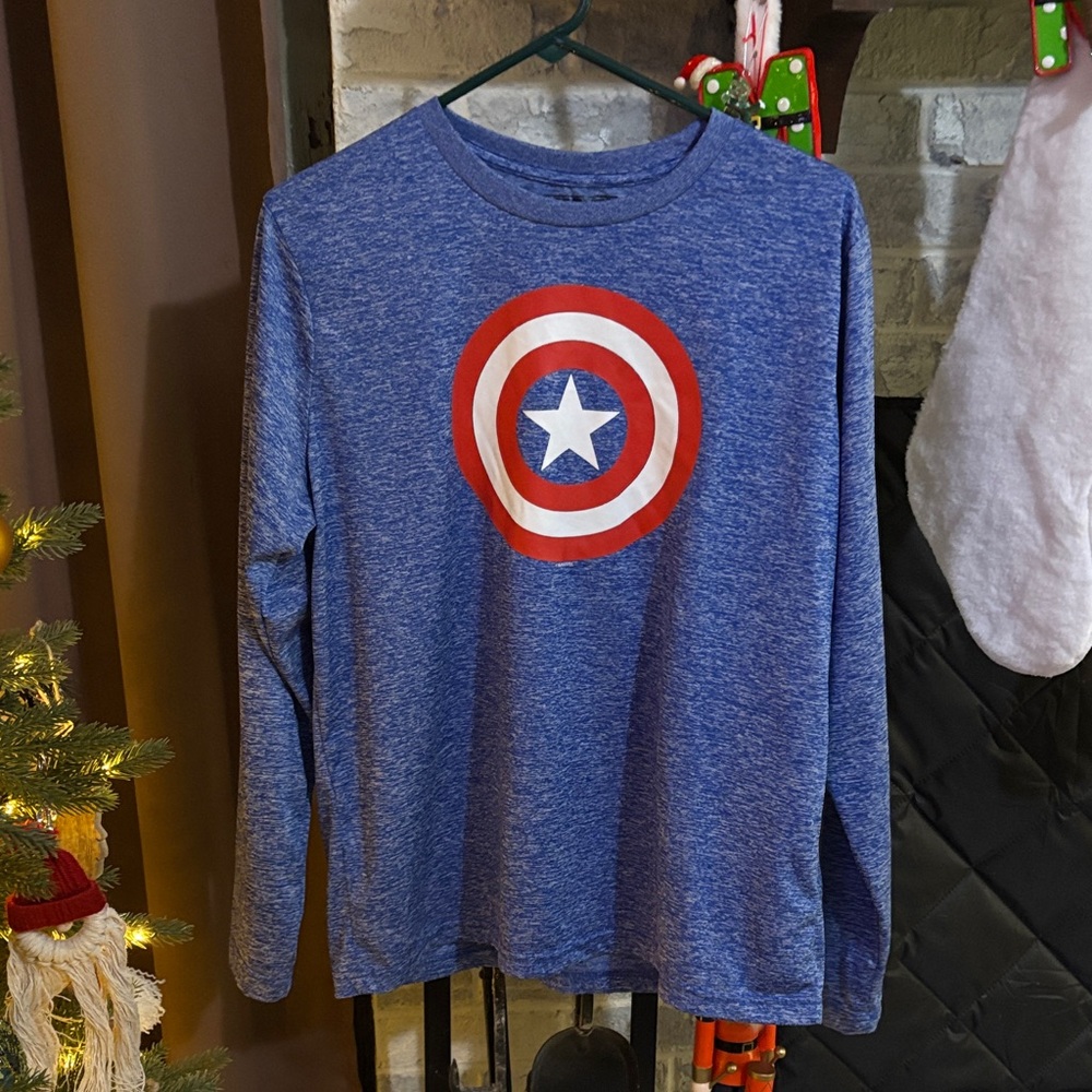 Marvel Heather Blue Captain America Shield Tee